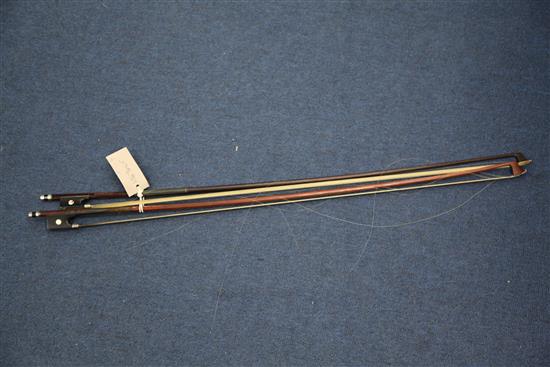 A 19th century violin bow marked Vuillaume, Paris,